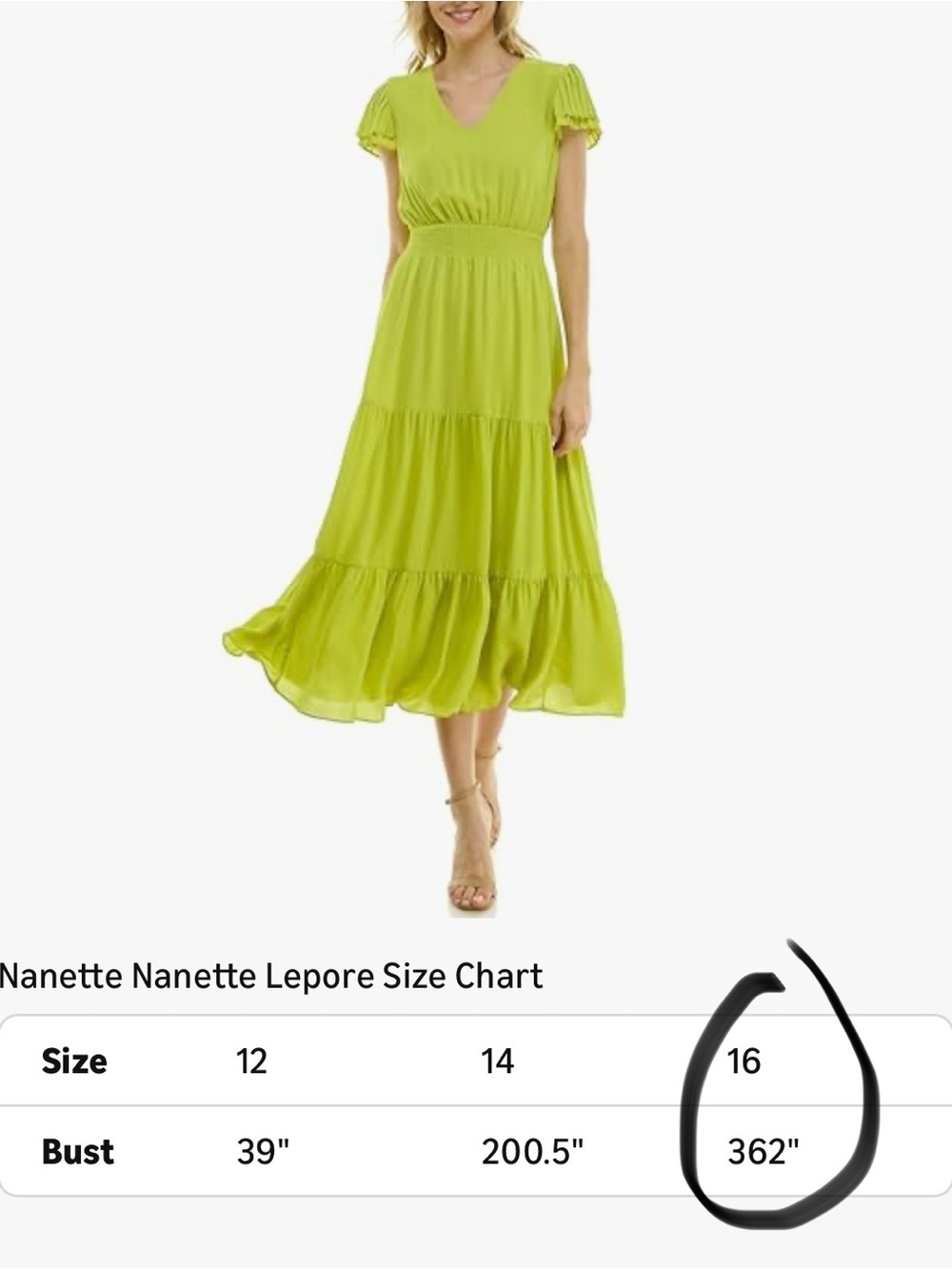 Size 16 Nanette Nanette Lepore Women's Tiered Pull on Fully Lined Dress - Picture 5 of 7
